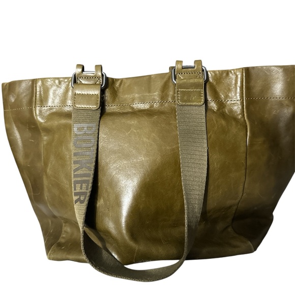 Botkier Handbags - Botkier olive green huge leather tote gunmetal accents strap has botkier on it